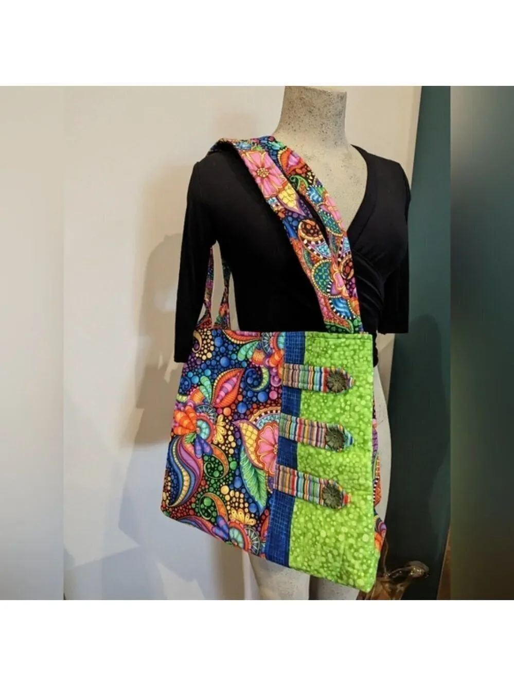 Psychedelic handmade colorful shoulder bag - CA